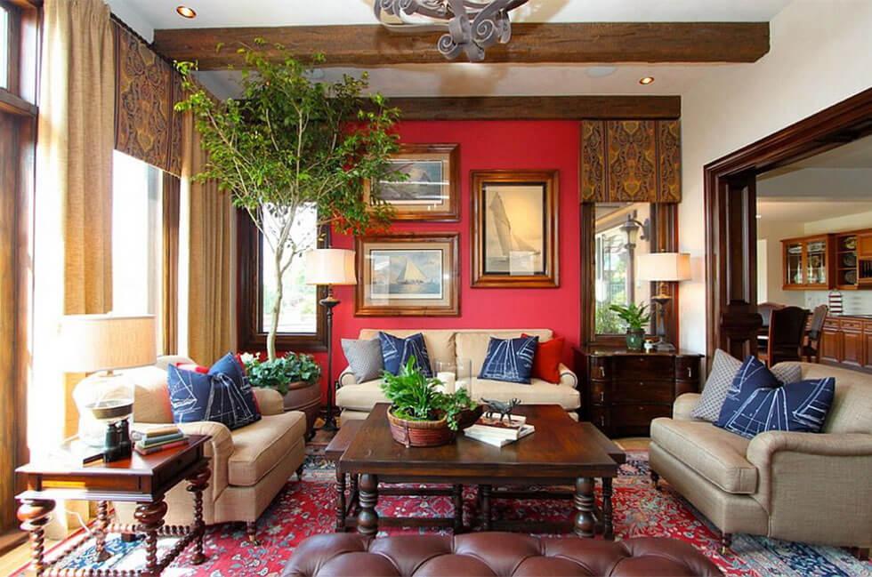 Đậm và đẹp: 7 ý tưởng phòng khách màu đỏ nóng