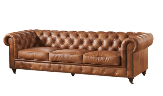 Ghế sofa da màu nâu cổ điển