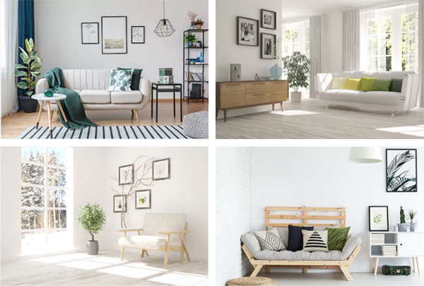 Không gian sofa phòng khách kết hợp hài hòa cùng tranh treo tường