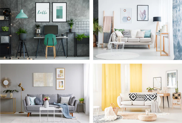 Không gian sofa phòng khách kết hợp hài hòa cùng tranh treo tường