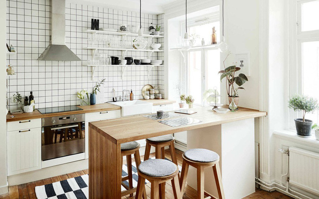 Kết hợp của bàn ghế ăn với không gian nhà bếp 