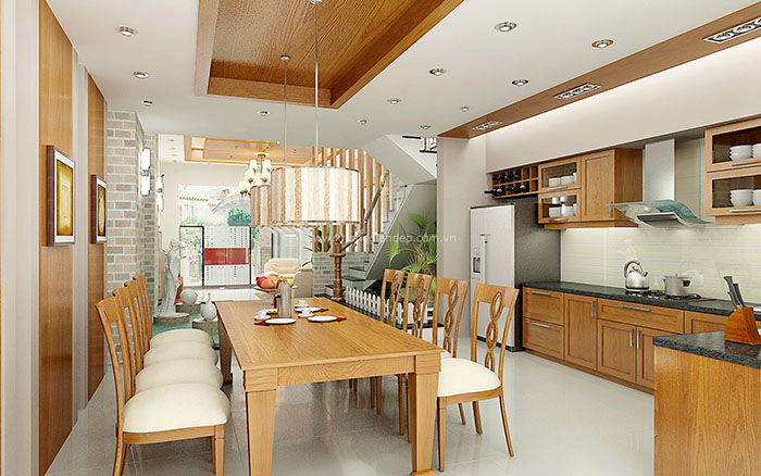 Kết hợp của bàn ghế ăn với không gian nhà bếp 