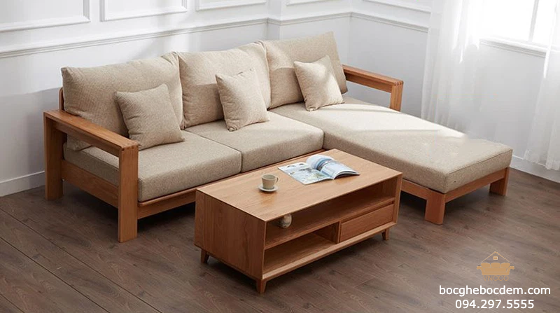 Sofa gỗ đệm trơn ứng dụng với nhiều phong cách khác nhau