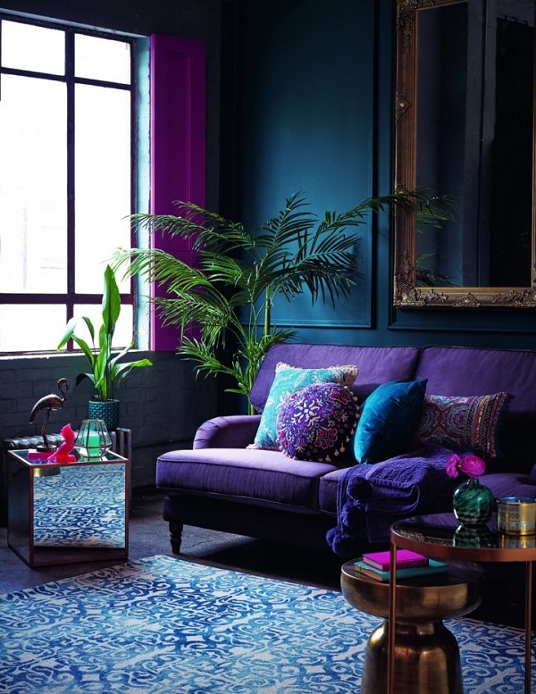 Bọc ghế sofa góc chuẩn màu tím và đậm phong cách Châu Âu