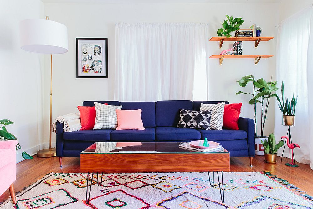 Gợi ý tuyệt vời cho bọc ghế sofa màu xanh lam trong phòng khách