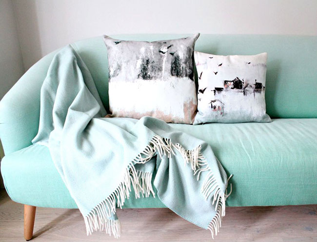 Mang lại vẻ đẹp nhẹ nhàng cho phòng khách với sofa màu xanh bạc hà
