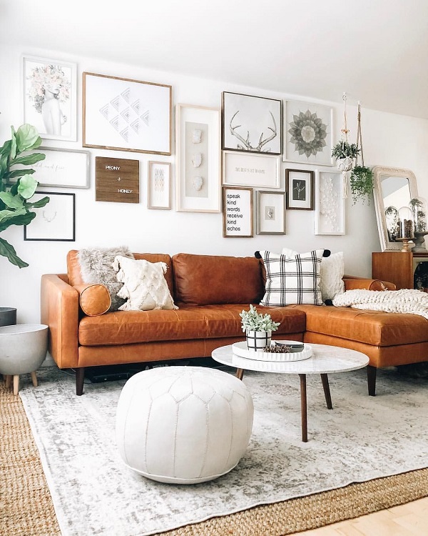 Phối hợp nội thất, bọc ghế sofa màu nâu cho không gian sống