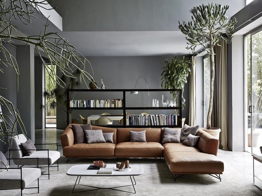 Phối hợp nội thất, bọc ghế sofa màu nâu cho không gian sống 