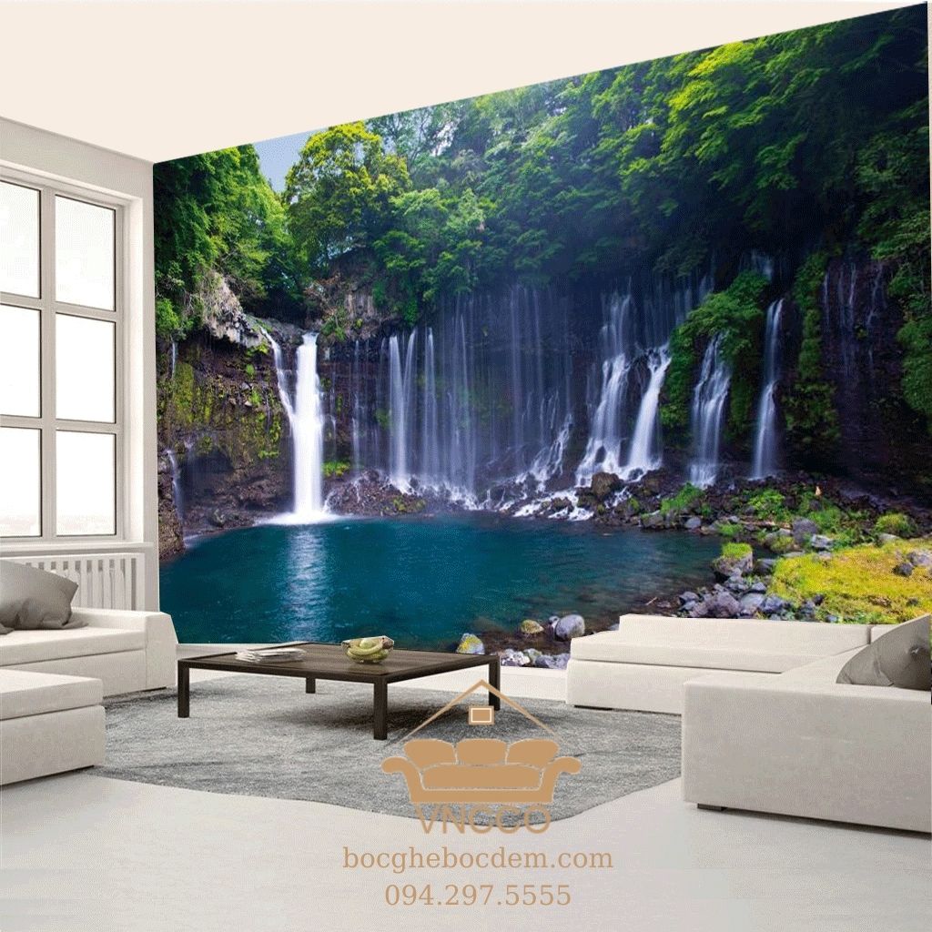 Sự kết hợp giữa sofa và giấy dán tường 3D