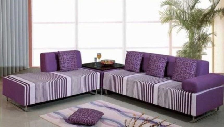 Bọc ghế sofa góc chuẩn màu tím và đậm phong cách Châu Âu
